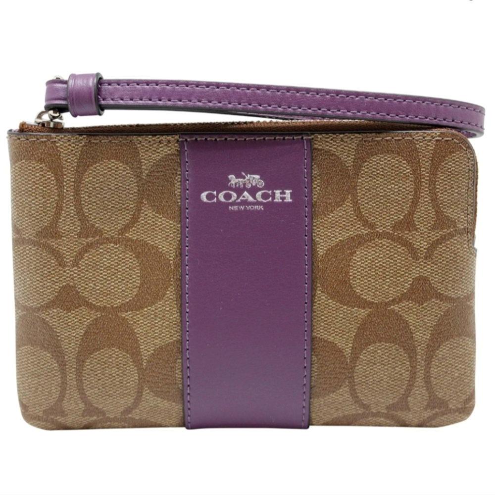 ⭕ SOLD ⭕Excellent condition! Coach Wristlet SV/Khaki/Mauve